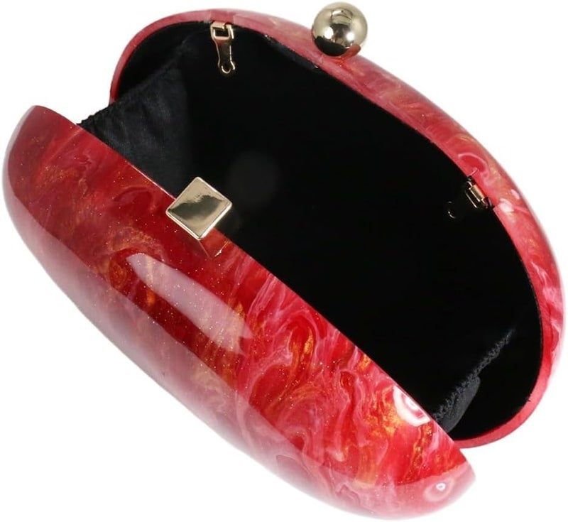 GSYPS Acrylic Evening Clutch Bag for Women Shell Shape Shoulder Crossbody Bag Glitter Marble Purse Handbag - Image 4
